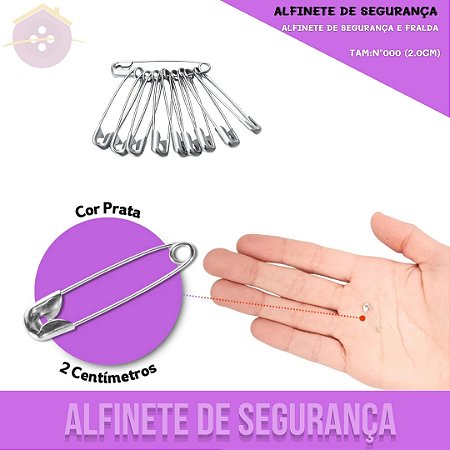 Alfinete De Segurança e Fralda - Prata - Blister C/100 Unid. TAM:Nº000 (2cm)