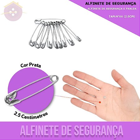 Alfinete De Segurança e Fralda - Prata - Blister C/100 Unid. TAM:Nº00 (2.5cm)