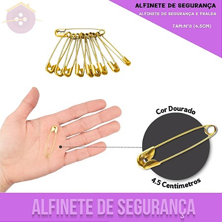 Alfinete De Segurança e Fralda - Ouro - Blister C/100 Unid. TAM:Nº3 (4.5cm)