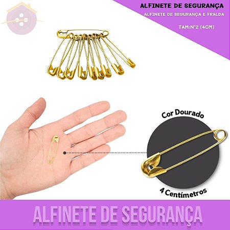 Alfinete De Segurança e Fralda - Ouro - Blister C/100 Unid. TAM:Nº2 (4cm)
