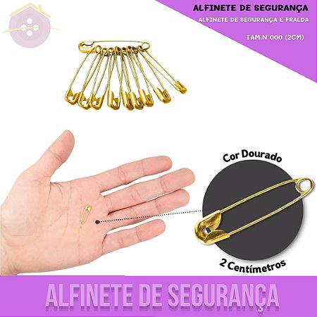 Alfinete De Segurança e Fralda - Ouro - Blister C/100 Unid. TAM:Nº000 (2cm)