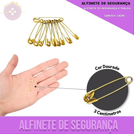 Alfinete De Segurança e Fralda - Ouro - Blister C/100 Unid. TAM:Nº0 (3cm)