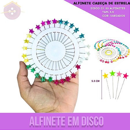 Alfinete Estrela - 5.5 CM - Disco C/30 Alfinetes
