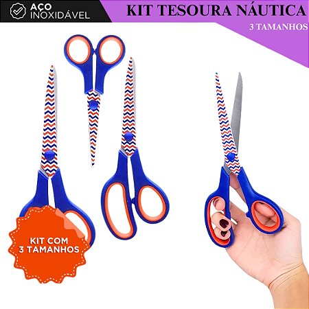 Kit C/ 3 Tesouras Decoradas Para Costura e Artesanato - Nautica