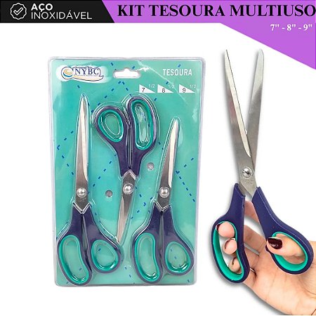 Kit C/3 Tesouras Multiuso - Costura e Artesanato