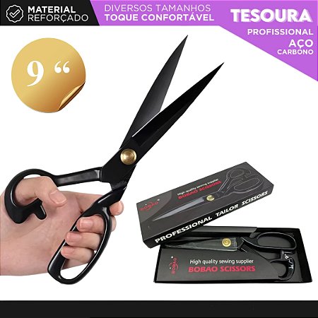 Tesoura de Alfaiate Profissional - Corte Costura Titanium - Preta