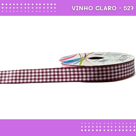 Fita Xadrez N°3 - 15mm - Rolo c/10 Mts Laços Junina Natalina COR:VINHO-CLARO-527