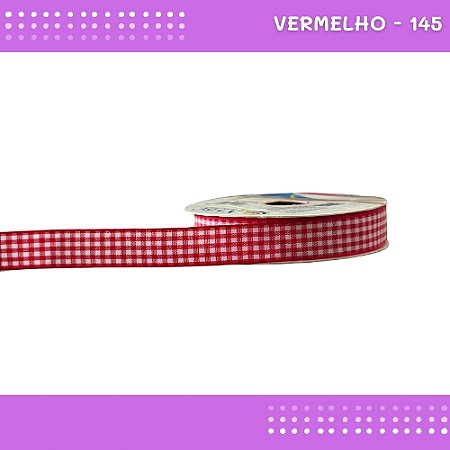 Fita Xadrez N°3 - 15mm - Rolo c/10 Mts Laços Junina Natalina COR:VERMELHO-145
