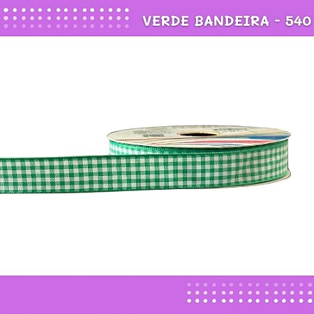 Fita Xadrez N°3 - 15mm - Rolo c/10 Mts Laços Junina Natalina COR:VERDE-BANDEIRA-540
