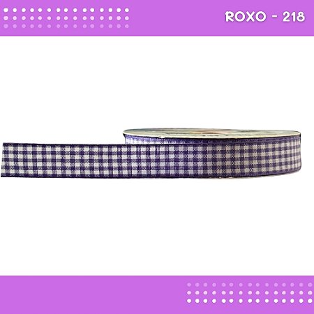 Fita Xadrez N°3 - 15mm - Rolo c/10 Mts Laços Junina Natalina COR:ROXO-218