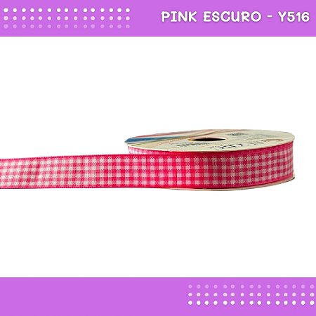 Fita Xadrez N°3 - 15mm - Rolo c/10 Mts Laços Junina Natalina COR:PINK-ESCURO-Y516