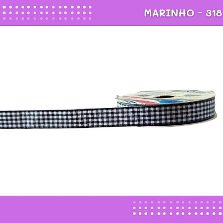 Fita Xadrez N°3 - 15mm - Rolo c/10 Mts Laços Junina Natalina COR:MARINHO-318