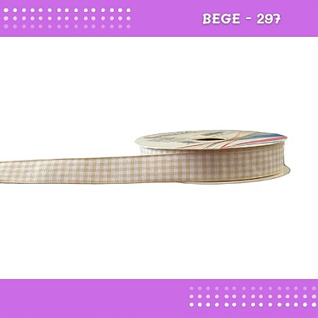 Fita Xadrez N°3 - 15mm - Rolo c/10 Mts Laços Junina Natalina COR:BEGE-297