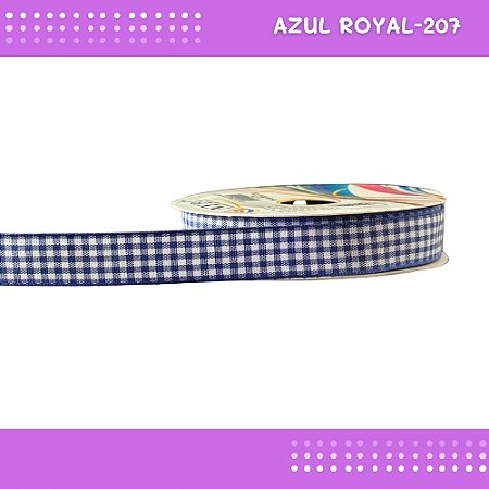 Fita Xadrez N°3 - 15mm - Rolo c/10 Mts Laços Junina Natalina COR:AZUL-ROYAL-207