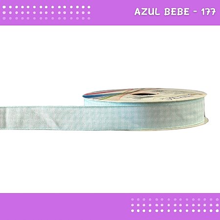 Fita Xadrez N°3 - 15mm - Rolo c/10 Mts Laços Junina Natalina COR:AZUL-BEBE-177