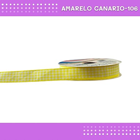 Fita Xadrez N°3 - 15mm - Rolo c/10 Mts Laços Junina Natalina COR:AMARELO-CANARIO-106