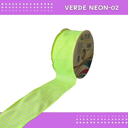 Fita Xadrez N°9 - 38mm - Rolo c/10 Mts Laços Junina Natalina COR:VERDE-NEON-02