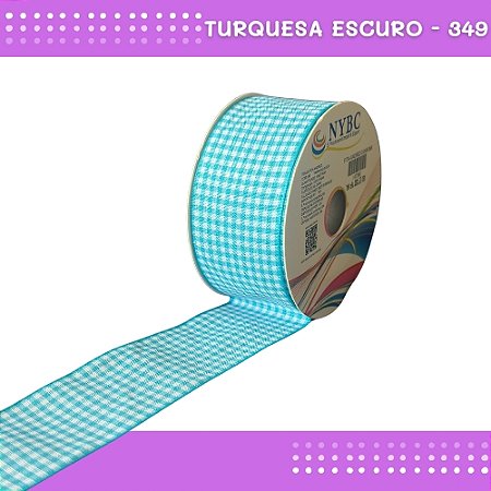 Fita Xadrez N°9 - 38mm - Rolo c/10 Mts Laços Junina Natalina COR:TURQUESA-ESCURO-349