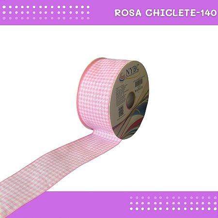 Fita Xadrez N°9 - 38mm - Rolo c/10 Mts Laços Junina Natalina COR:ROSA-CHICLETE-140