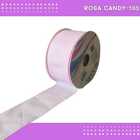 Fita Xadrez N°9 - 38mm - Rolo c/10 Mts Laços Junina Natalina COR:ROSA-CANDY-133