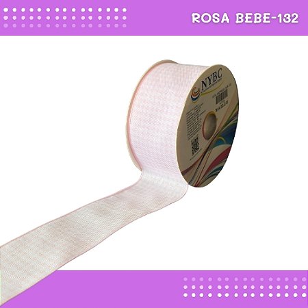 Fita Xadrez N°9 - 38mm - Rolo c/10 Mts Laços Junina Natalina COR:ROSA-BEBE-132