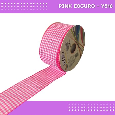Fita Xadrez N°9 - 38mm - Rolo c/10 Mts Laços Junina Natalina COR:PINK-ESCURO-Y516