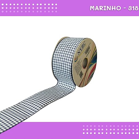 Fita Xadrez N°9 - 38mm - Rolo c/10 Mts Laços Junina Natalina COR:MARINHO-318