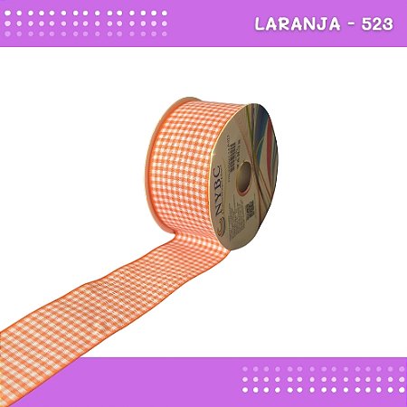 Fita Xadrez N°9 - 38mm - Rolo c/10 Mts Laços Junina Natalina COR:LARANJA-523