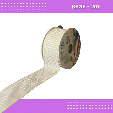 Fita Xadrez N°9 - 38mm - Rolo c/10 Mts Laços Junina Natalina COR:BEGE-297