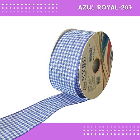 Fita Xadrez N°9 - 38mm - Rolo c/10 Mts Laços Junina Natalina COR:AZUL-ROYAL-207