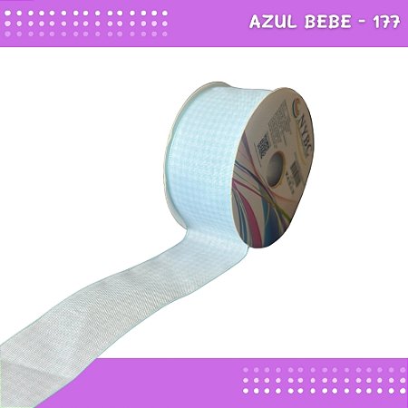 Fita Xadrez N°9 - 38mm - Rolo c/10 Mts Laços Junina Natalina COR:AZUL-BEBE-177