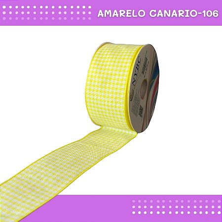 Fita Xadrez N°9 - 38mm - Rolo c/10 Mts Laços Junina Natalina COR:AMARELO-CANARIO-106
