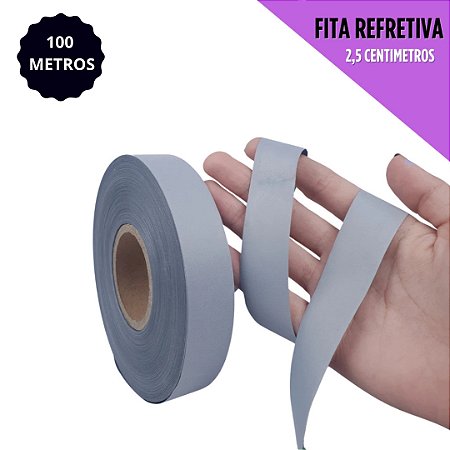 Fita Refletiva Prata P/ Uniformes Epi's - Rolo C/ 100 Mts Tam: 2.5cm
