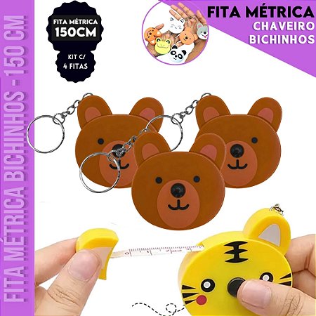 Kit 4 Fitas Métrica Urso Trena - 150cm - Retrátil Costura Patchwork
