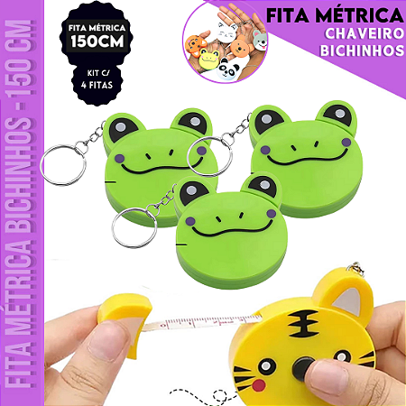 Kit 4 Fitas Métrica Sapinho Trena - 150cm - Retrátil Costura Patchwork