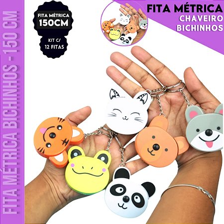 Kit C/12 Fitas Métrica Bichinhos Trena Variadas - 150cm - Retrátil Costura Patchwork