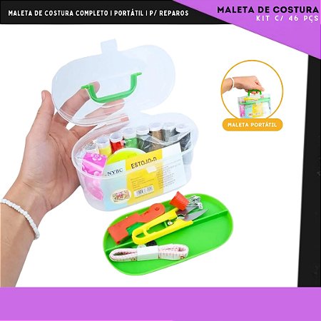 Kit De Costura Maletinha D - 46 Pçs + Maleta Organizadora