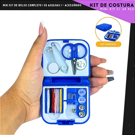 Mini Kit De Costura De Bolso Viagem Emergencia  -  20 Pçs + Estojo