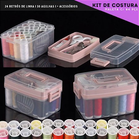 Kit De Costura Maletinha - Viagem Completo - 84 Pçs + Maleta Organizadora