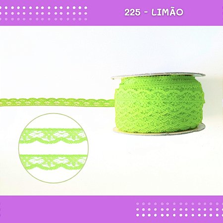 Renda De Poliamida R001 - 09mm - Rolo C/ 50 Mts Cor:Verde-Limao-225