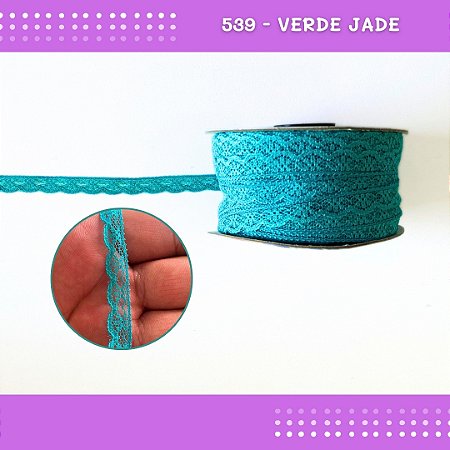 Renda De Poliamida R001 - 09mm - Rolo C/ 50 Mts Cor:Verde-Jade-539
