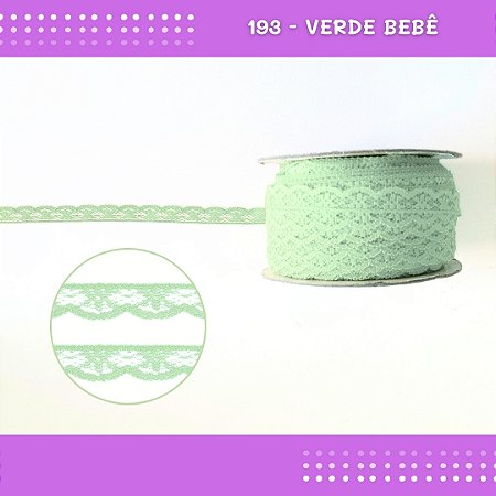 Renda De Poliamida R001 - 09mm - Rolo C/ 50 Mts Cor:Verde-Bebe-193