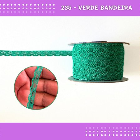 Renda De Poliamida R001 - 09mm - Rolo C/ 50 Mts Cor:Verde-Bandeira-235