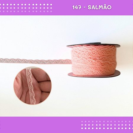 Renda De Poliamida R001 - 09mm - Rolo C/ 50 Mts Cor:Salmao-147