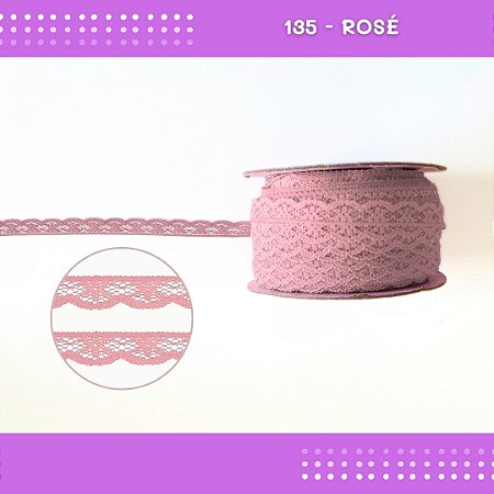 Renda De Poliamida R001 - 09mm - Rolo C/ 50 Mts Cor:Rose-135