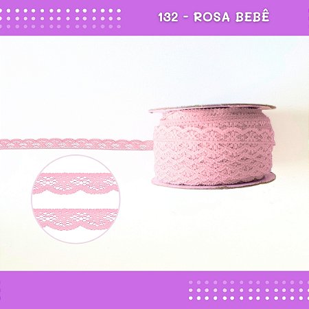 Renda De Poliamida R001 - 09mm - Rolo C/ 50 Mts Cor:Rosa-Bebe-132