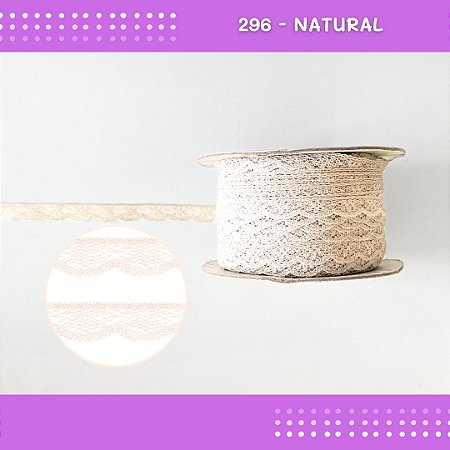 Renda De Poliamida R001 - 09mm - Rolo C/ 50 Mts Cor:Natural-296