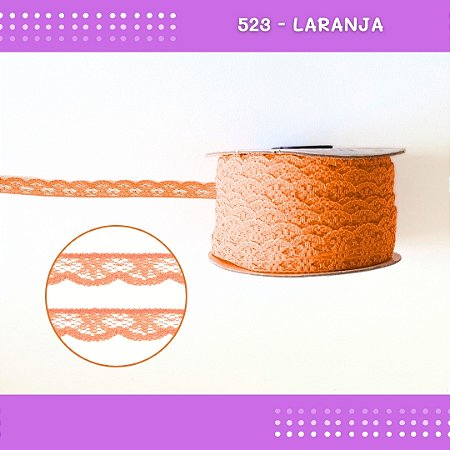 Renda De Poliamida R001 - 09mm - Rolo C/ 50 Mts Cor:Laranja-523
