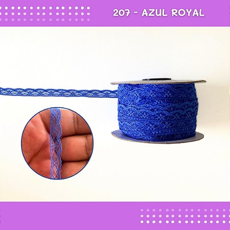 Renda De Poliamida R001 - 09mm - Rolo C/ 50 Mts Cor:Azul-Royal-207