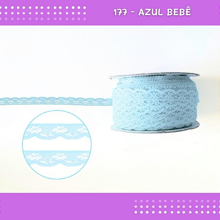 Renda De Poliamida R001 - 09mm - Rolo C/ 50 Mts Cor:Azul-Bebe-177